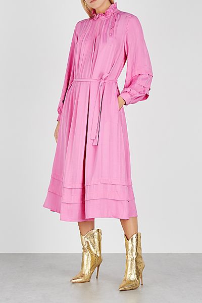 Adele Pink Striped Midi Dress from Hofmann