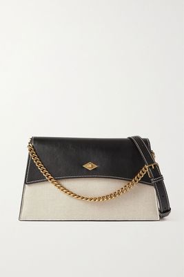 Roma Leather And Linen Shoulder Bag from Métier