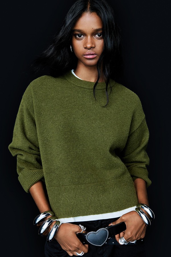 Oversized Ribbed Hem Jumper from Bershka