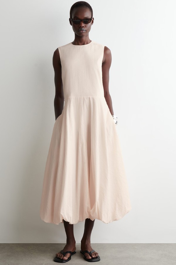 Sleeveless Bubble-Hem Midi Dress