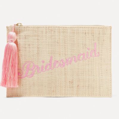 Bridesmaid Embroidered Woven Straw Pouch from Kayu