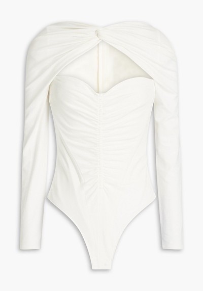 Cutout Knotted Cotton-Blend Bodysuit from Alexander Wang