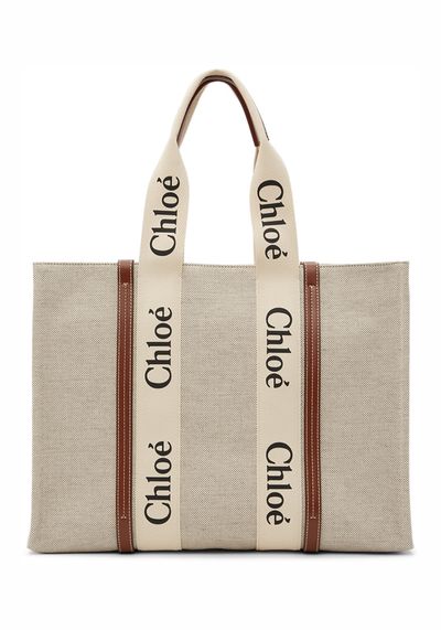 Off-White Large Cotton Woody Tote from Chloé