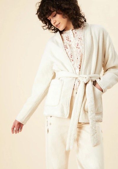 Cotton Rich Textured Belted Jacket from Marks & Spencer