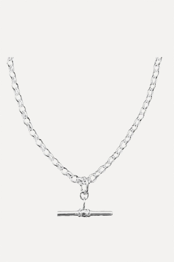 T-Bar Silver Belcher Chain Necklace