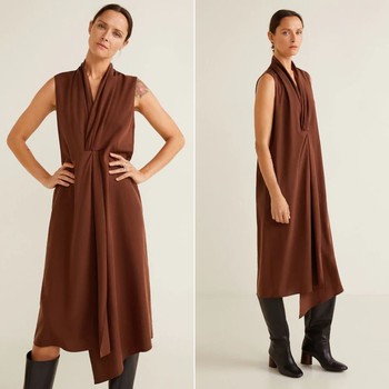 Draped Neckline Soft Dress