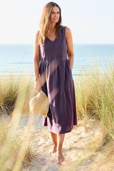 Lowland Heather Sleeveless Linen Dress