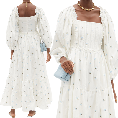 Daphne Floral-Embroidered Cotton-Poplin Dress, £620 | Lug Von Siga