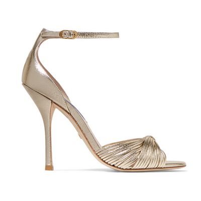 Paulette Metallic Textured-Leather Sandals from Stuart Weitzman