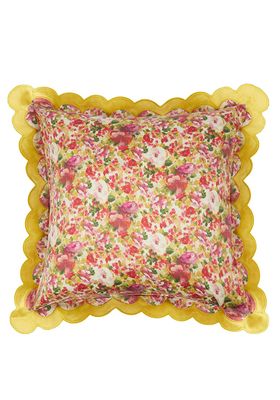 Silky Roses Scalloped-Edge Square Cushion from Loretta Caponi