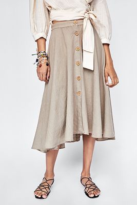 Buttoned Linen Skirt from Zara