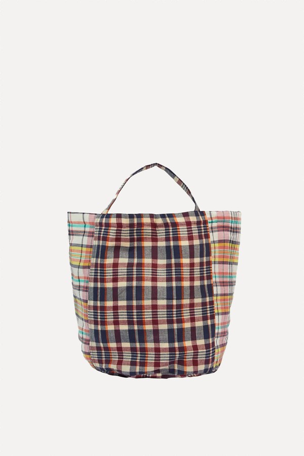 Patchwork Madras Cotton Tote Bag from Drake's