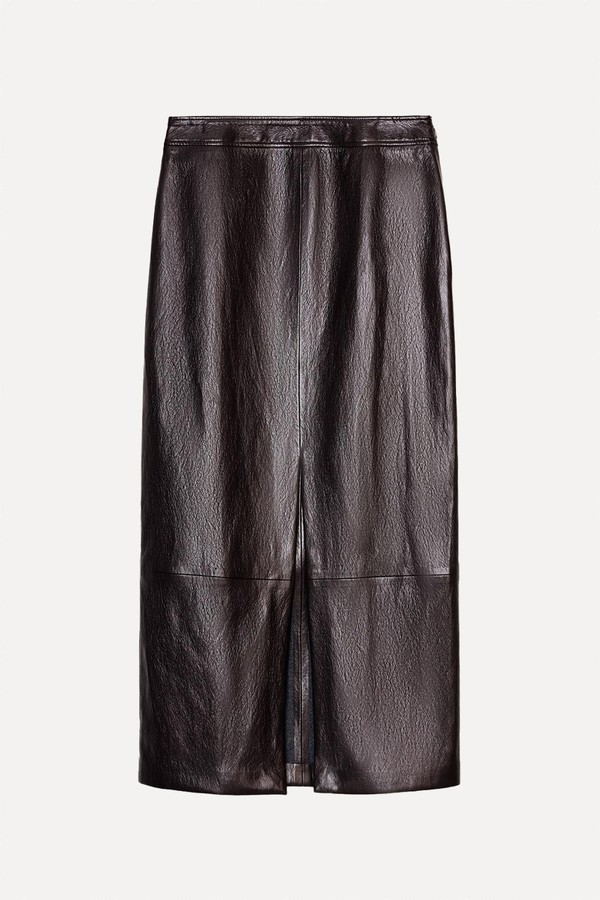 Leather Effect Midi Skirt