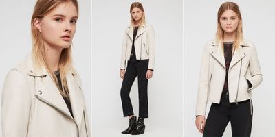 Dalby Leather Biker Jacket White, £298