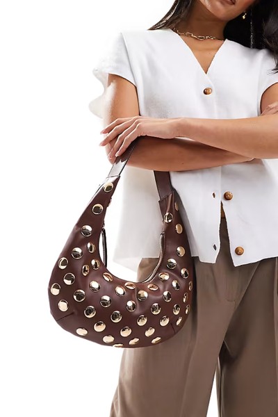 Half Moon Studded Shoulder Bag from ASOS DESIGN