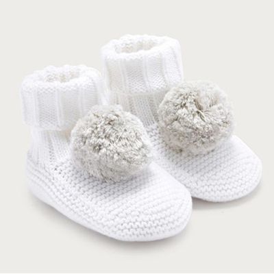 Knitted Pom Pom Booties from The White Company