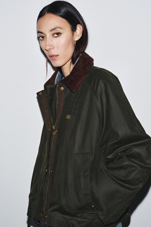 Contrast Collar Waxed jacket