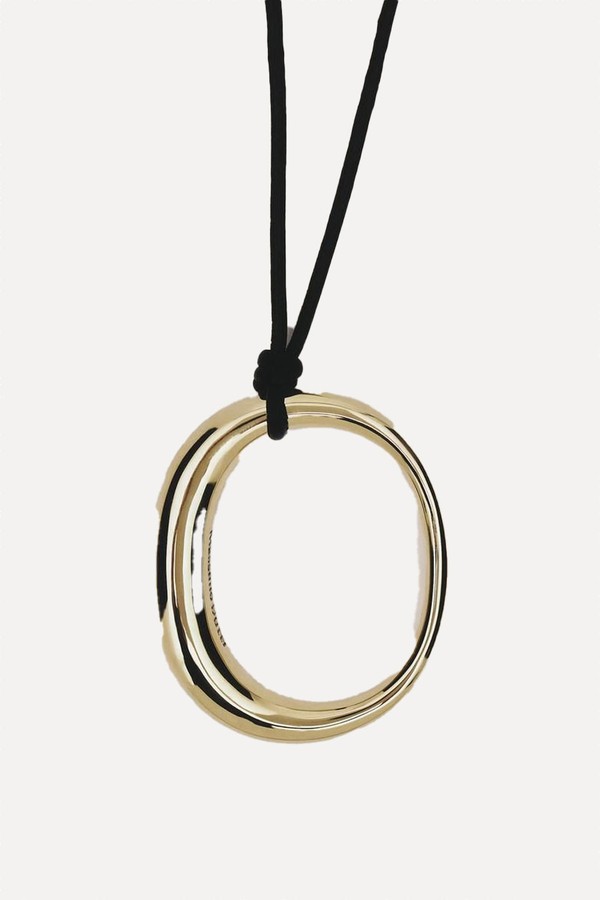 Leather Cord Necklace With Oval Piece from Massimo Dutti