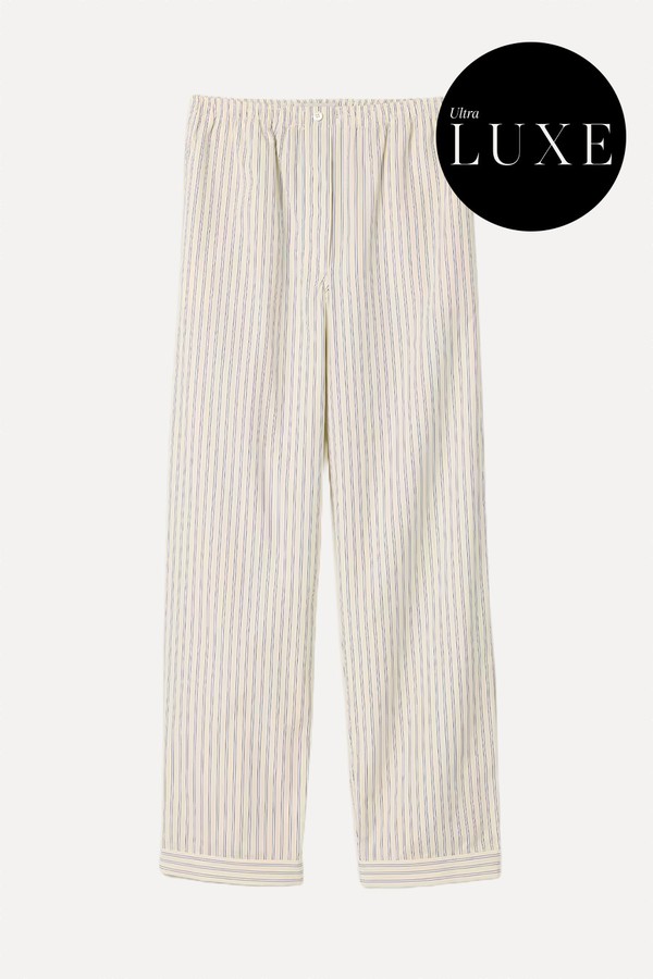 Cotton Stripe Wide-Leg Trousers from Miu Miu