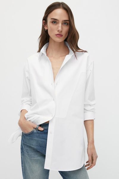 Poplin Shirt With Chest Detailing from Massimo Dutti