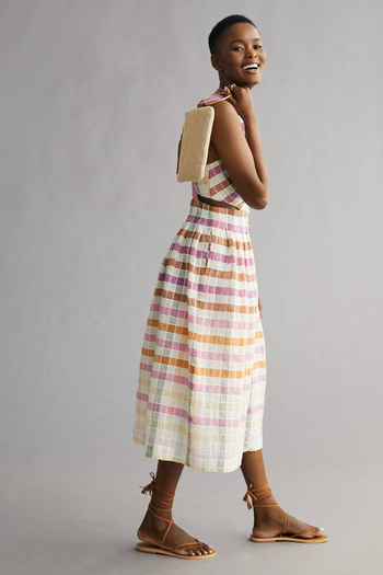 Ombre Plaid Midi Sundress