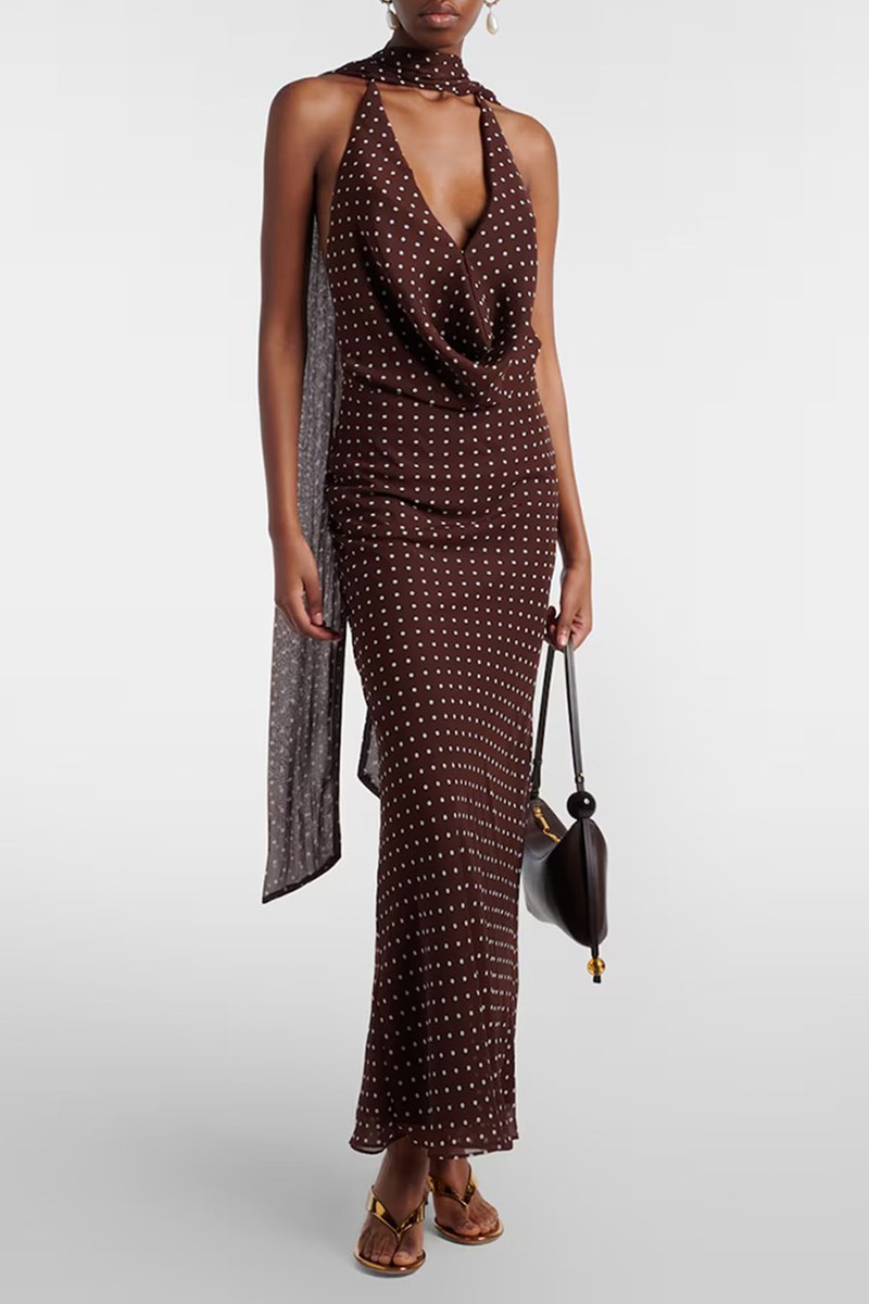 Polka-Dot Halterneck Maxi Dress  from Rotate
