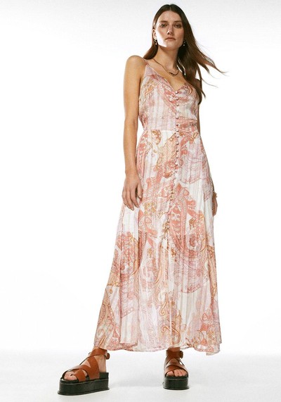 Paisley Drama Strappy Maxi Dress