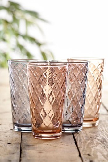 Set Of 4 Diamond Embossed Tumbler Glasses, £10 | Next