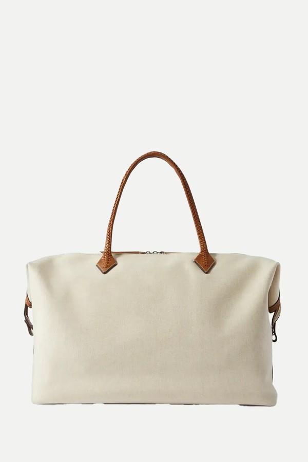 Perriand Weekend Leather-Trimmed Linen-Cnavas Tote from Métier