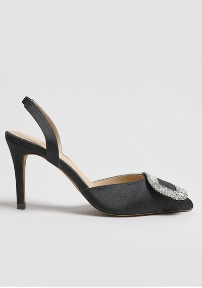 Diamante Satin Sling Back from Karen Millen