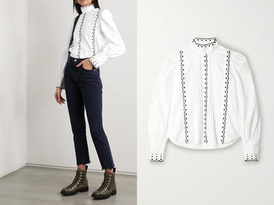 Pintucked Embroidered Cotton-Poplin Blouse from See By Chloé