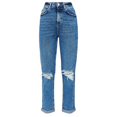 Blue Ripped Knee Tori Mom Jeans from New Look