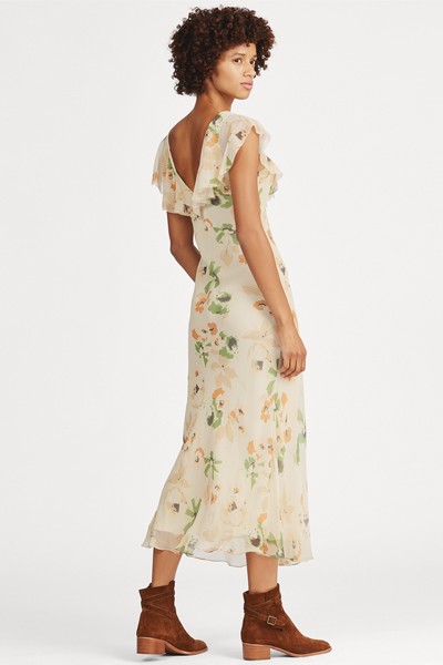 Floral-Print Silk Maxidress