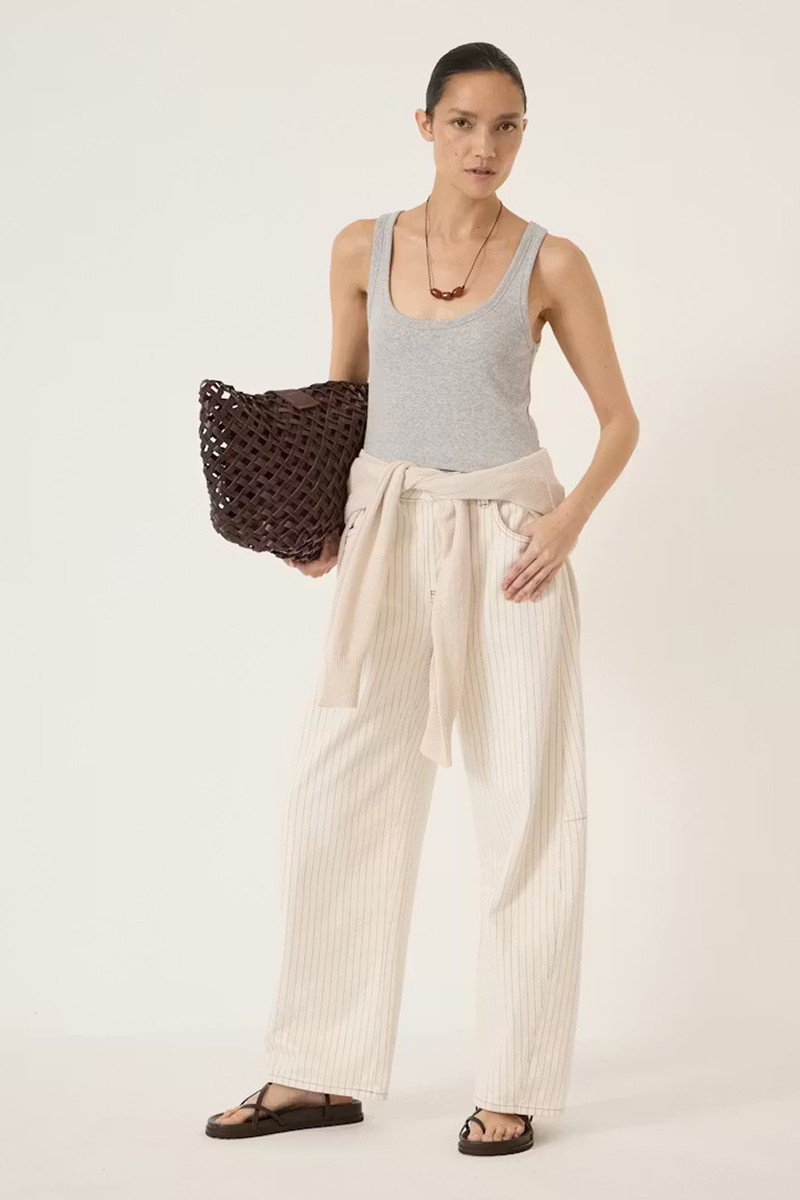 Bree Stripe Horseshoe Barrel Leg Jeans