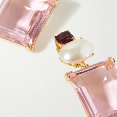 + Brandon Maxwell Gold-Tone, Crystal& Faux Pearl Earrings from Kenneth Jay Lane