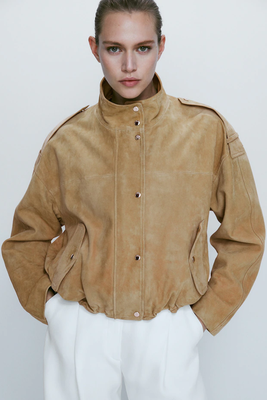 Suede Bomber Jacket from Massimo Dutti