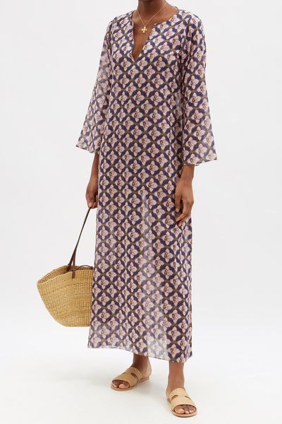 India Tile-Print Organic-Cotton Kaftan from Muzungu Sisters