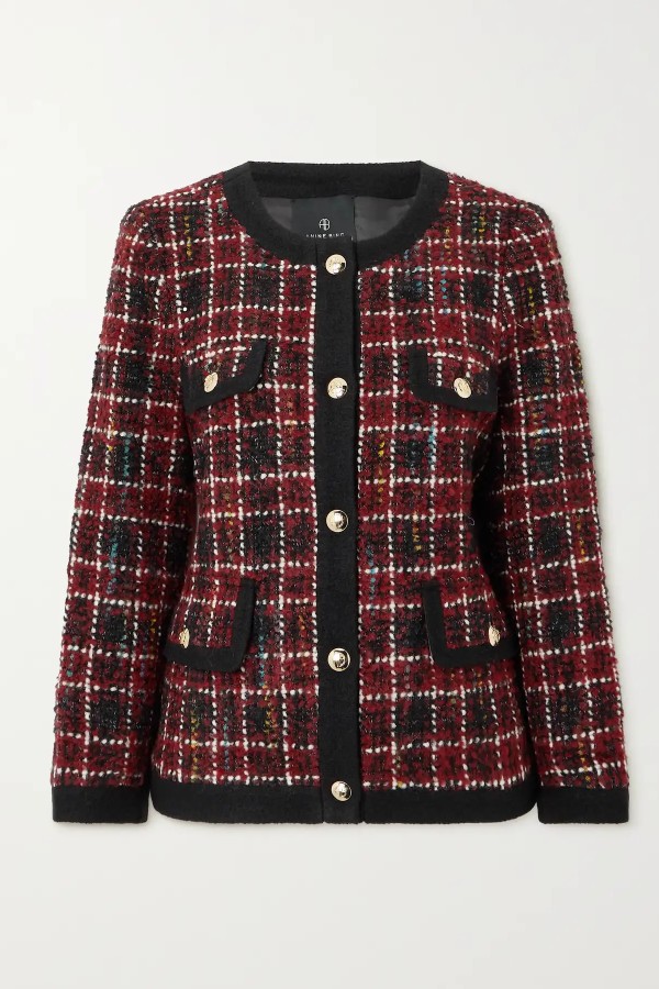 Lydia Checked Wool-Blend Bouclé-Tweed Jacket from Anine Bing