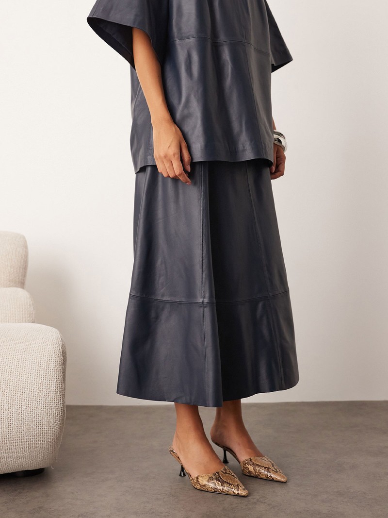 Leather Boxy T-Shirt & Full Circle Skirt