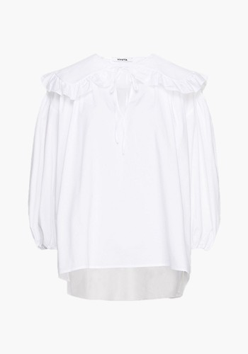 Gathered Ruffle Trimmed Cotton Blend Poplin Blouse from Vivetta