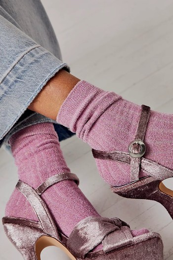 Ribbed Glitter Eyelash Socks from Free People