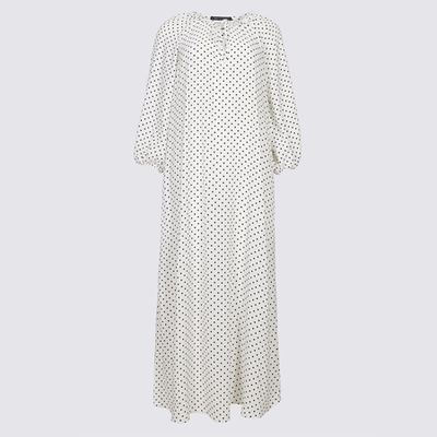 Spotted Long Sleeve Tunic Midi Dress 