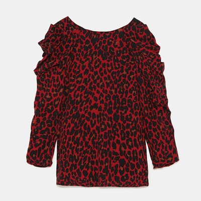 Draped Animal Print Blouse  from Zara