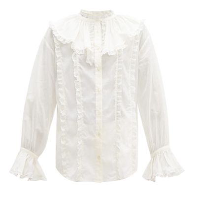 Ruffled-Collar Lace & Cotton Blouse from See By Chloé