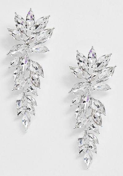 Drop Earrings In Rhinestone Leaf Design from Asos