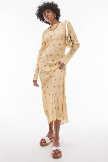 Long Sleeve Slash Neck Maxi Dress