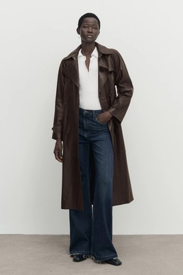 Nappa Leather Trench-Style Coat With Belt, £499 | Massimo Dutti