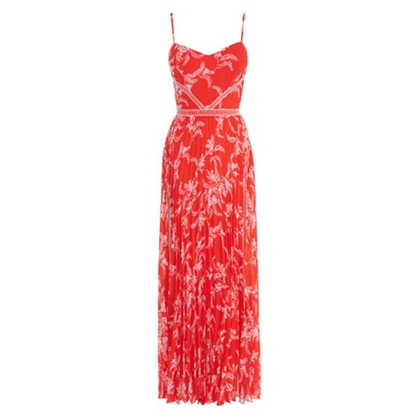 Pleated Floral Maxi Dress