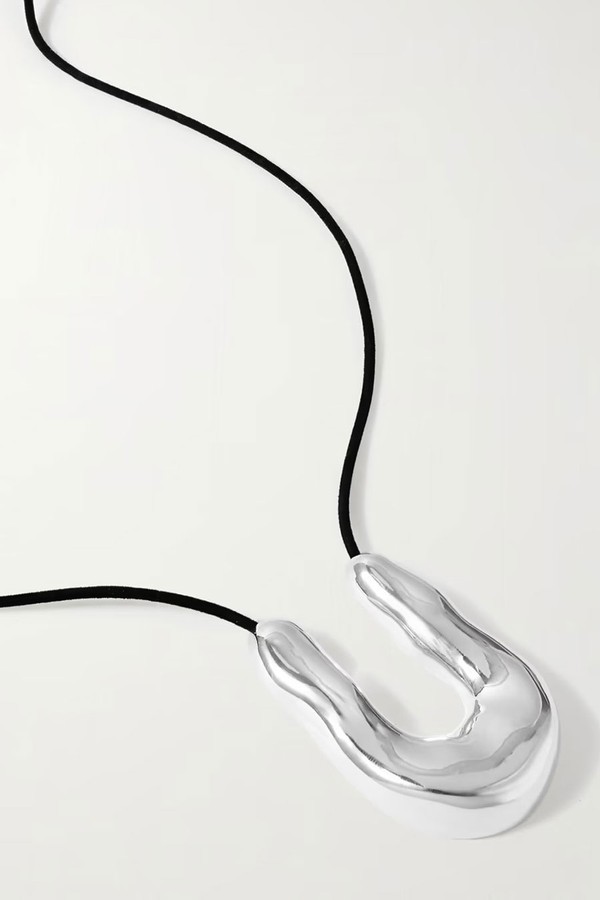 Wishbone Suede & Sterling Silver Necklace from AGMES