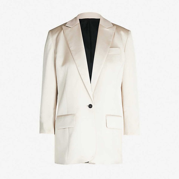 Notch-Lapel Buttoned Satin Blazer from The Kooples